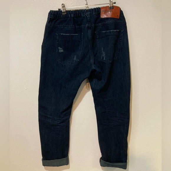 One Teaspoon Shabbies Dark Wash Distressed Drawstring Jeans Size Small - Picture 6 of 13